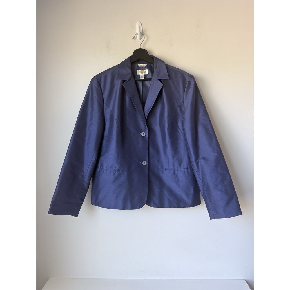 Vintage TALBOTS Women's 16 Purple Silk Blazer Lined Classic Colorful Retro